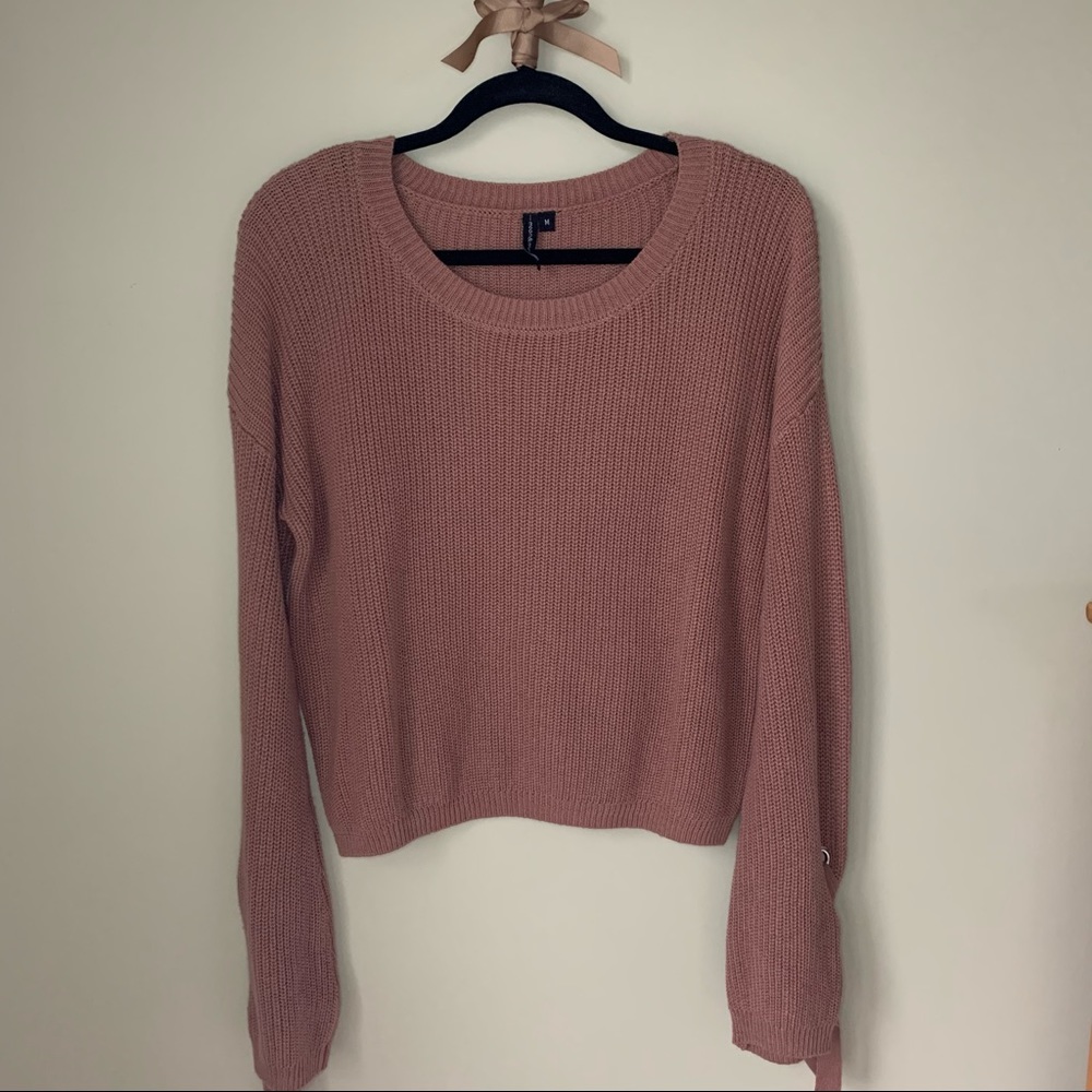 Mauve Knit Cropped Sweater